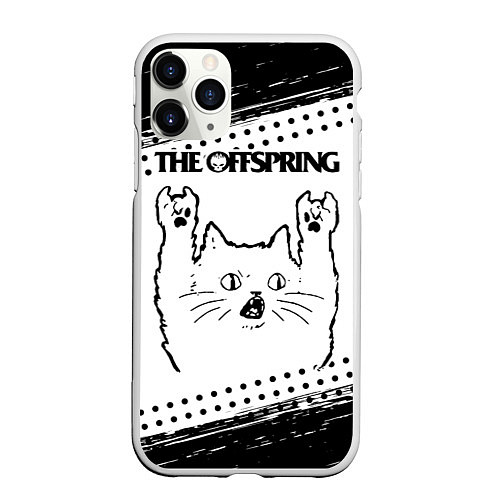 Чехол iPhone 11 Pro матовый The Offspring рок кот на светлом фоне / 3D-Белый – фото 1