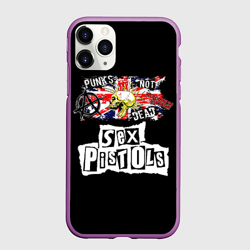 Чехол iPhone 11 Pro матовый Sex Pistols - punks not dead / 3D-Фиолетовый – фото 1
