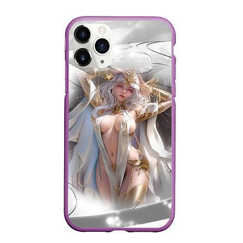Чехол iPhone 11 Pro матовый Аниме девушка в откровенном костюме / 3D-Фиолетовый – фото 1