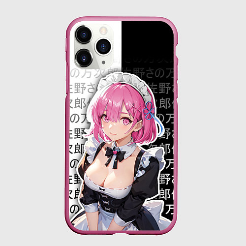 Чехол iPhone 11 Pro матовый Рам - аниме ре зеро / 3D-Малиновый – фото 1