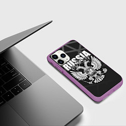 Чехол iPhone 11 Pro матовый Russia - герб РФ, цвет: 3D-фиолетовый — фото 2