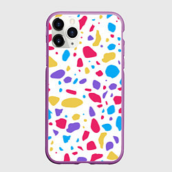 Чехол iPhone 11 Pro матовый Узор из осколков, цвет: 3D-фиолетовый