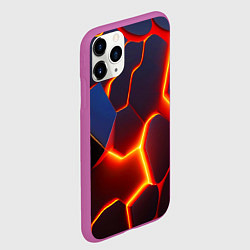 Чехол iPhone 11 Pro матовый Неоновые трещины, цвет: 3D-фиолетовый — фото 2