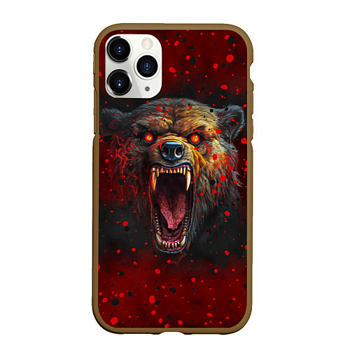 Чехол iPhone 11 Pro матовый Злой медведь / 3D-Коричневый – фото 1