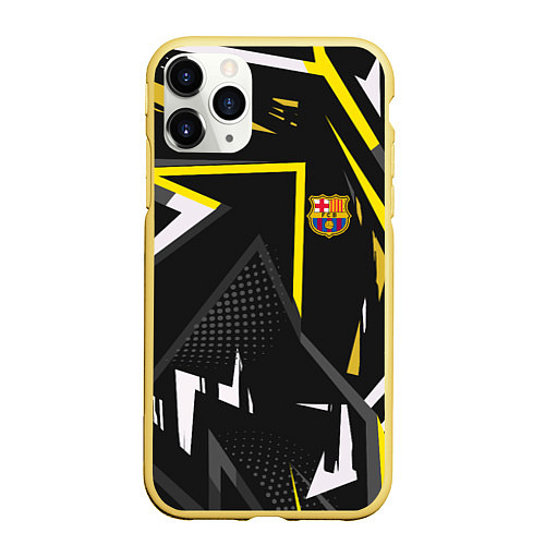 Чехол iPhone 11 Pro матовый ФК Барселона эмблема / 3D-Желтый – фото 1