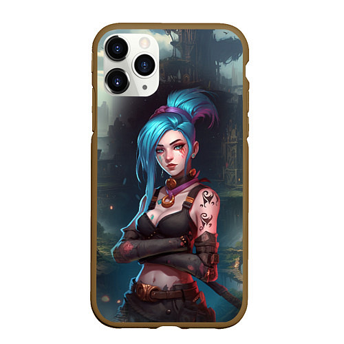 Чехол iPhone 11 Pro матовый Jinx league of legends / 3D-Коричневый – фото 1