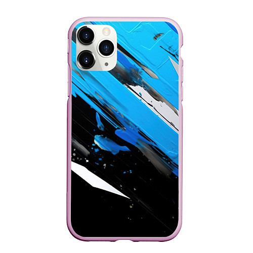 Чехол iPhone 11 Pro матовый Black blue white / 3D-Розовый – фото 1