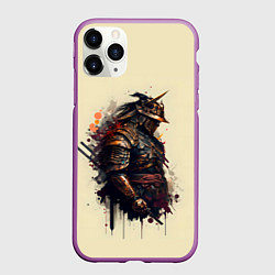Чехол iPhone 11 Pro матовый Самурай с двумя мечами - нейросеть