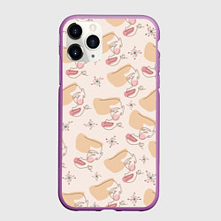 Чехол iPhone 11 Pro матовый Силуэт лица - абстракция