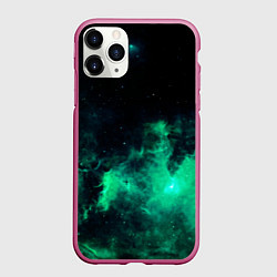 Чехол iPhone 11 Pro матовый Зелёная галактика Midjourney, цвет: 3D-малиновый