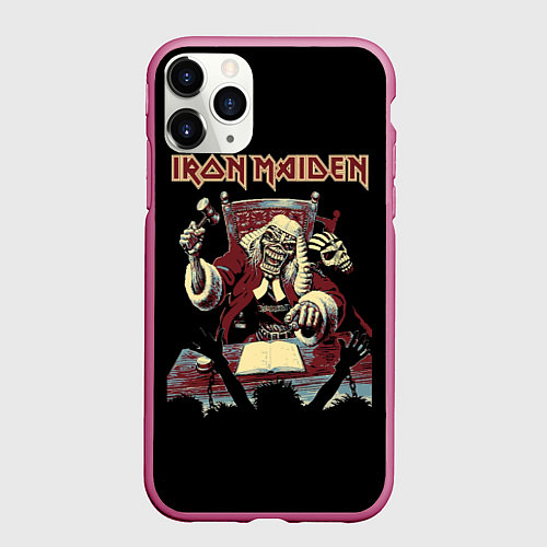 Чехол iPhone 11 Pro матовый Iron Maiden - судья / 3D-Малиновый – фото 1