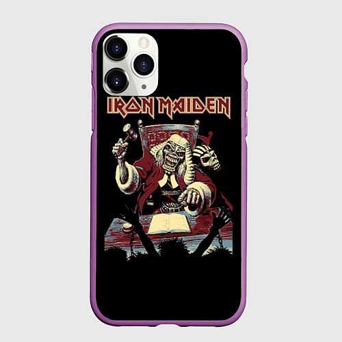 Чехол iPhone 11 Pro матовый Iron Maiden - судья / 3D-Фиолетовый – фото 1
