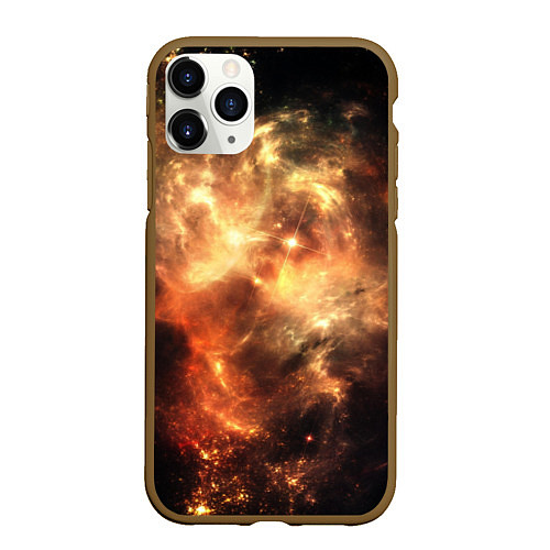 Чехол iPhone 11 Pro матовый Рождение галактики от Midjourney / 3D-Коричневый – фото 1
