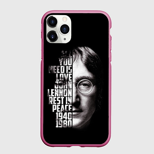 Чехол iPhone 11 Pro матовый Джон Леннон легенда / 3D-Малиновый – фото 1