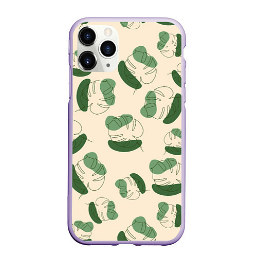 Чехол iPhone 11 Pro матовый Монстера абстракция / 3D-Светло-сиреневый – фото 1