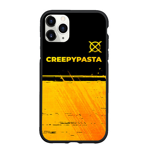 Чехол iPhone 11 Pro матовый CreepyPasta - gold gradient: символ сверху / 3D-Черный – фото 1