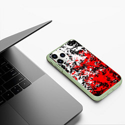 Чехол iPhone 11 Pro матовый Красная и белая краска, цвет: 3D-салатовый — фото 2