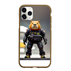 Чехол iPhone 11 Pro матовый Капи полицейский - киберпанк - нейросеть