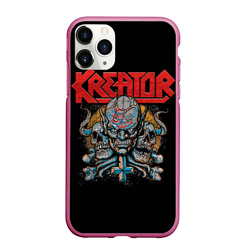 Чехол iPhone 11 Pro матовый Kreator - трэш-метал / 3D-Малиновый – фото 1