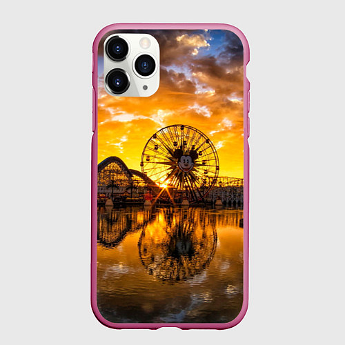 Чехол iPhone 11 Pro матовый Река и парк развлечений / 3D-Малиновый – фото 1