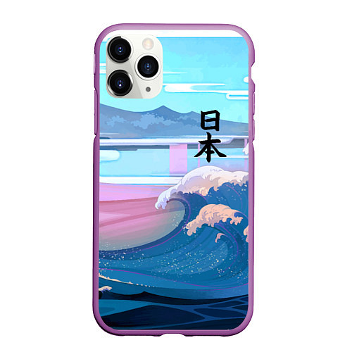 Чехол iPhone 11 Pro матовый Japan - landscape - waves / 3D-Фиолетовый – фото 1