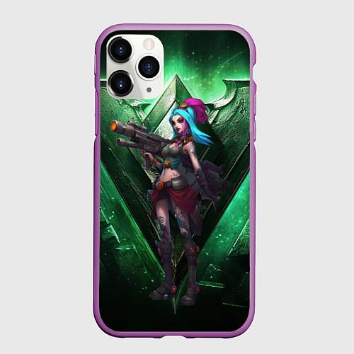 Чехол iPhone 11 Pro матовый Jinx art arcane league of legends / 3D-Фиолетовый – фото 1