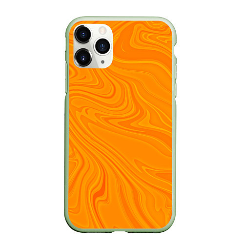Чехол iPhone 11 Pro матовый Абстракция оранжевый / 3D-Салатовый – фото 1