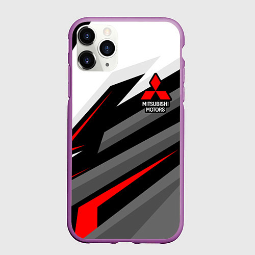 Чехол iPhone 11 Pro матовый Mitsubishi motors - красная линия / 3D-Фиолетовый – фото 1