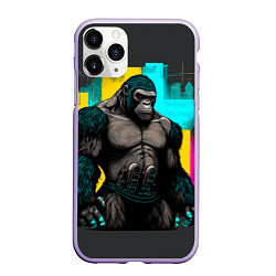 Чехол iPhone 11 Pro матовый Киберпанк-горилла