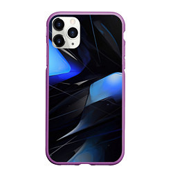 Чехол iPhone 11 Pro матовый Black blue elements, цвет: 3D-фиолетовый