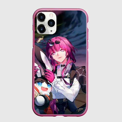 Чехол iPhone 11 Pro матовый Кафка с Пом-Пом / 3D-Малиновый – фото 1