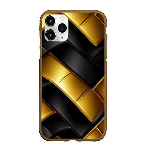 Чехол iPhone 11 Pro матовый Gold black luxury / 3D-Коричневый – фото 1