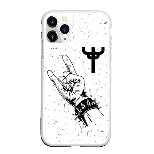 Чехол iPhone 11 Pro матовый Judas Priest и рок символ / 3D-Белый – фото 1