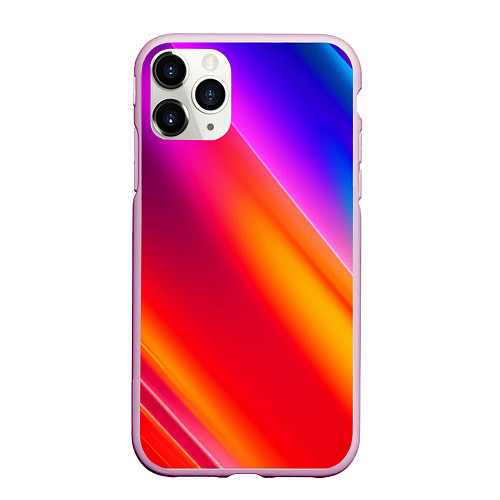 Чехол iPhone 11 Pro матовый Неоновая радуга / 3D-Розовый – фото 1