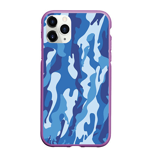 Чехол iPhone 11 Pro матовый Blue military / 3D-Фиолетовый – фото 1