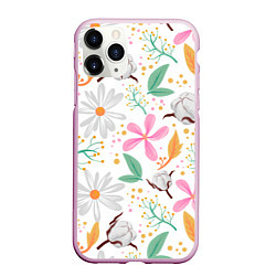 Чехол iPhone 11 Pro матовый Spring flowers, цвет: 3D-розовый