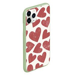 Чехол iPhone 11 Pro матовый Hearts, цвет: 3D-салатовый — фото 2