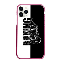 Чехол iPhone 11 Pro матовый Boxing чёрно-белое, цвет: 3D-малиновый