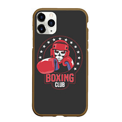 Чехол iPhone 11 Pro матовый Boxing club - боксёр, цвет: 3D-коричневый