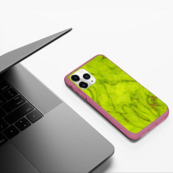 Чехол iPhone 11 Pro матовый Abstraction green, цвет: 3D-малиновый — фото 2