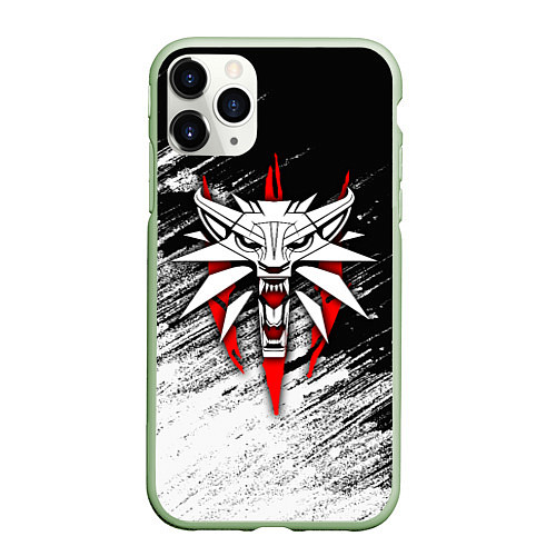 Чехол iPhone 11 Pro матовый The witcher - школа белого волка / 3D-Салатовый – фото 1