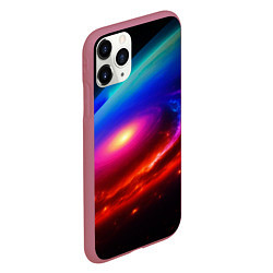 Чехол iPhone 11 Pro матовый Неоновая галактика, цвет: 3D-малиновый — фото 2