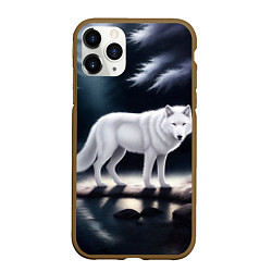 Чехол iPhone 11 Pro матовый Белый волк в лесу
