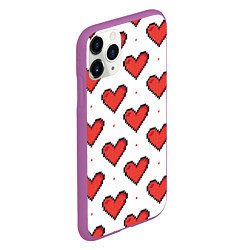 Чехол iPhone 11 Pro матовый Pixel heart, цвет: 3D-фиолетовый — фото 2