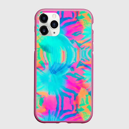 Чехол iPhone 11 Pro матовый Кислотный тай-дай: паттерн / 3D-Малиновый – фото 1