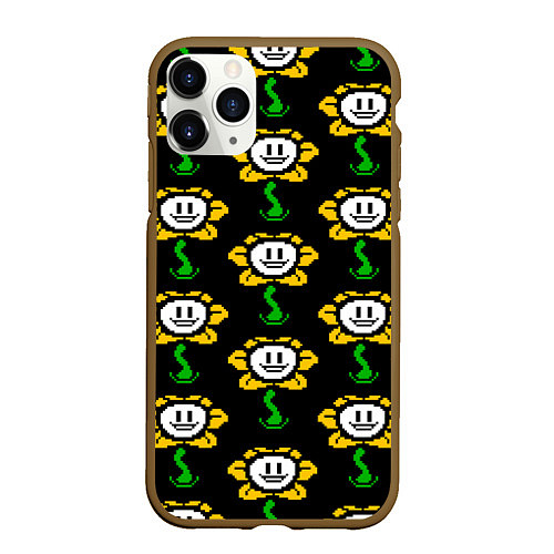 Чехол iPhone 11 Pro матовый Undertale - flowey smile / 3D-Коричневый – фото 1