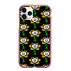 Чехол iPhone 11 Pro матовый Undertale - flowey smile, цвет: 3D-малиновый