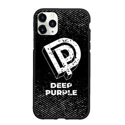 Чехол iPhone 11 Pro матовый Deep Purple с потертостями на темном фоне, цвет: 3D-черный