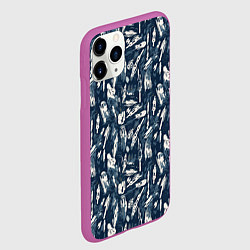Чехол iPhone 11 Pro матовый Абстрактный узор с сине-белыми элементами, цвет: 3D-фиолетовый — фото 2