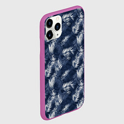 Чехол iPhone 11 Pro матовый Листья пальм в стиле индиго, цвет: 3D-фиолетовый — фото 2